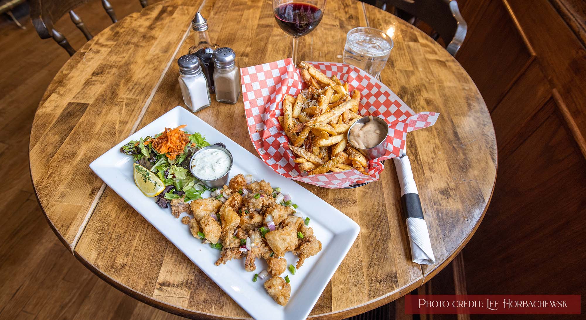 Calamari with parmesan fries at the Miners Lamp Pub.